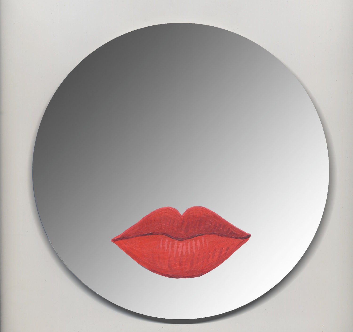 Made to order - Hand painted mirror - Red Lips