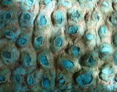 wall hanging, handmade wet and needle felted wool turquoise rock and hand dyed cotton scrim