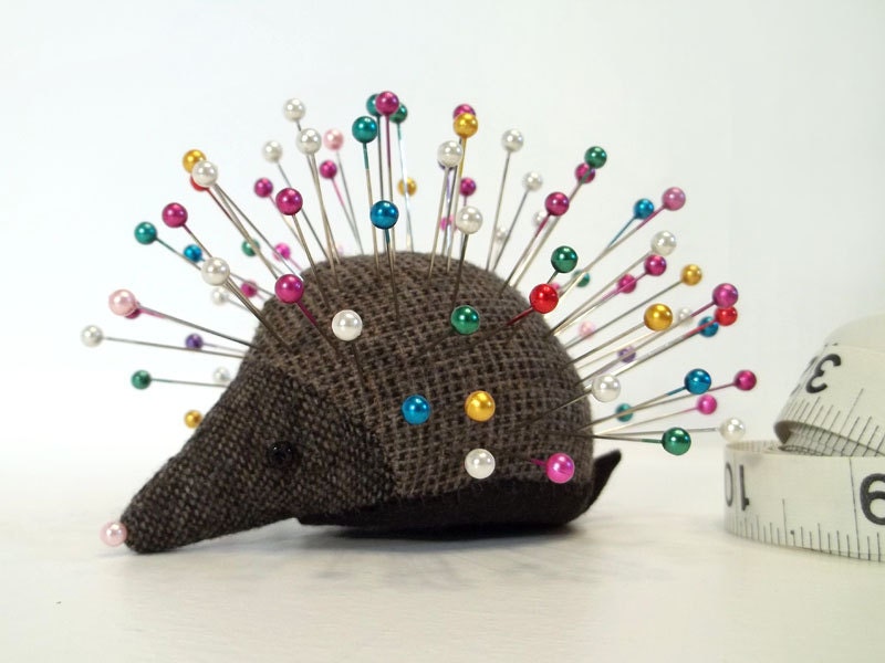 Pincushion, Hedgehog, upcycled wool, vintage, handmade, Perilla Peppercorn