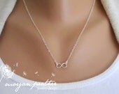 Tiny Infinity Sterling Silver Necklace - Infinity Charm Suspended on Sterling Silver Fine Cable Chain - Perfect Gift - morganprather