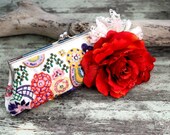 Vintage floral handbag, boho chic purse, Evening clutch, Rose embellished, country chic, cottage chic, romantic bag,