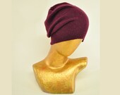 Gone To Paris Plum Purple recycled cashmere Hat M Czech Glass Button