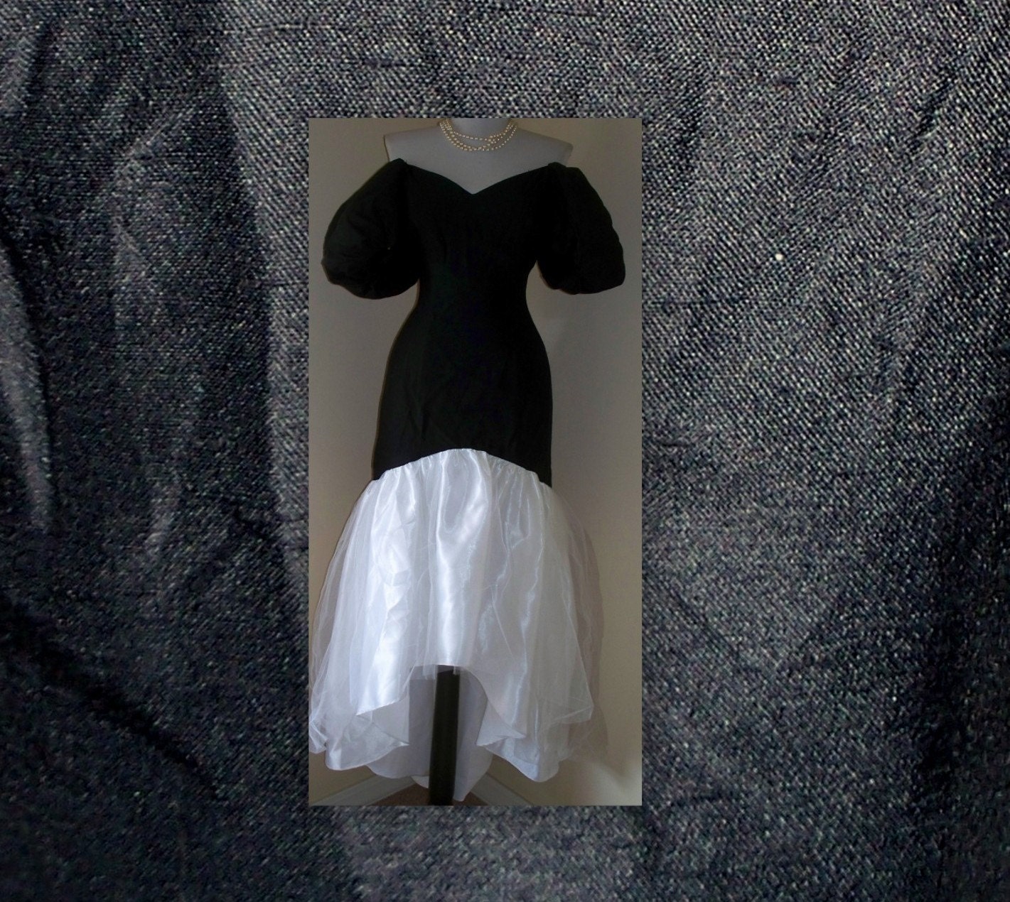 Mermaid hem - black and white - hourglass gown - I'm late I'm late for a very important date.....