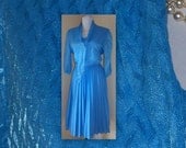 off to the lunch date -  Lady blue dress - with tie - matching belt - gorgeous blue