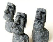 Miniature Moai Statues - Easter Island Monoliths - Set of Three Handmade Miniature Icons by Bewilder and Pine