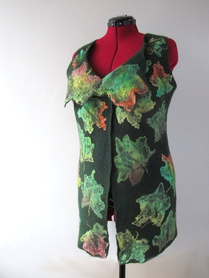 Felted vest  seamless Marple Leaves