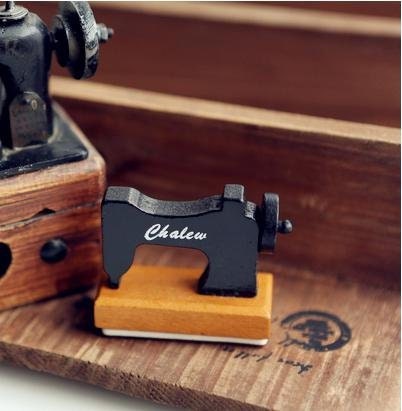 zakka Anticca Poulain SEWING MACHINE Happy Birthday rubber stamp
