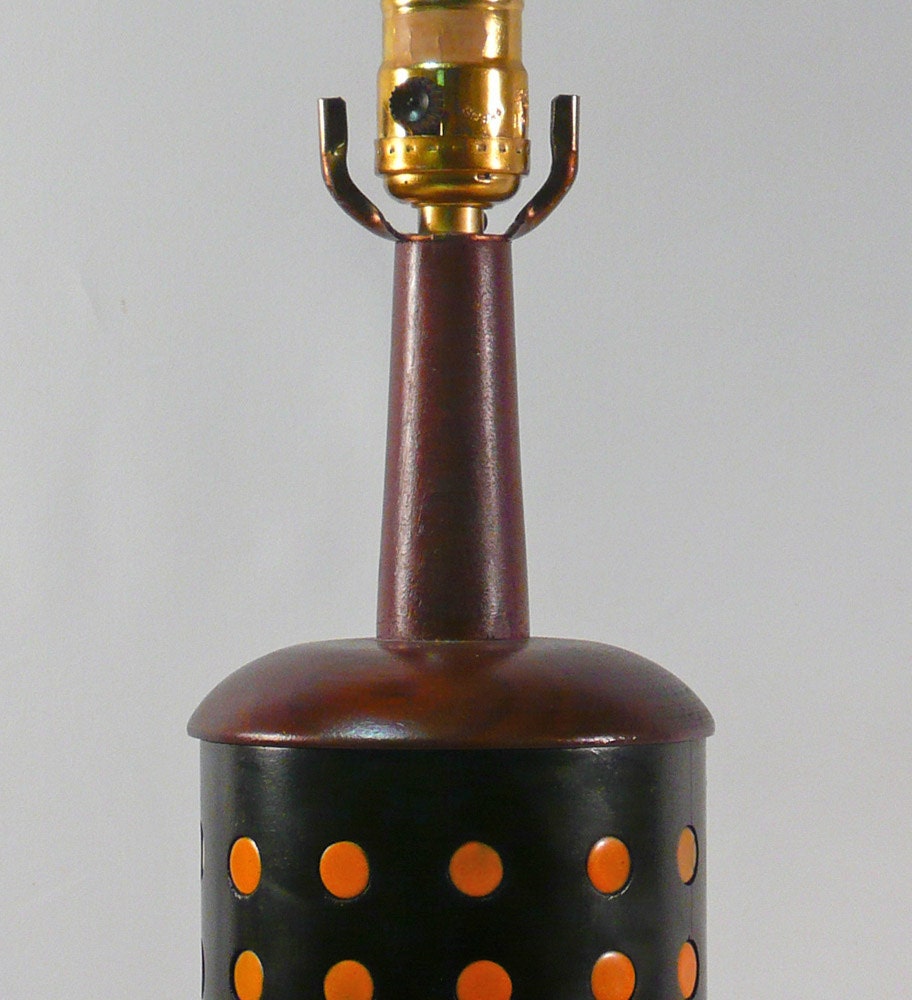 Reserved - Mid-Century Walnut and Orange Tiled Table Lamp