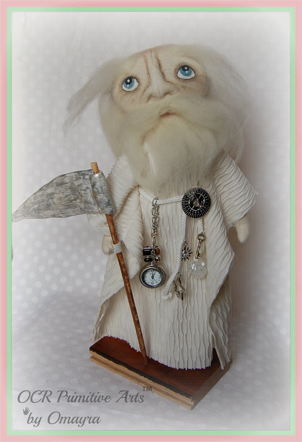 FATHER TIME, Holiday Christmas New Year Folk Art OOk Doll