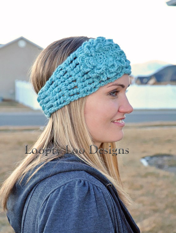 2 HEADBANDS--Crochet Headwrap with Flower, crochet headband, Flower headband, Sizes Youth and Adult -more colors