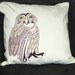Pillow Cushion Cover OWL pinky mauve and ochre Zipped Opening Cotton Canvas Soft Tactile
