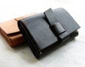 Handmade dark brown leather card holder - made to order