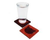 Modern Cat Face Coasters - Set of 2 (Red and Maroon)