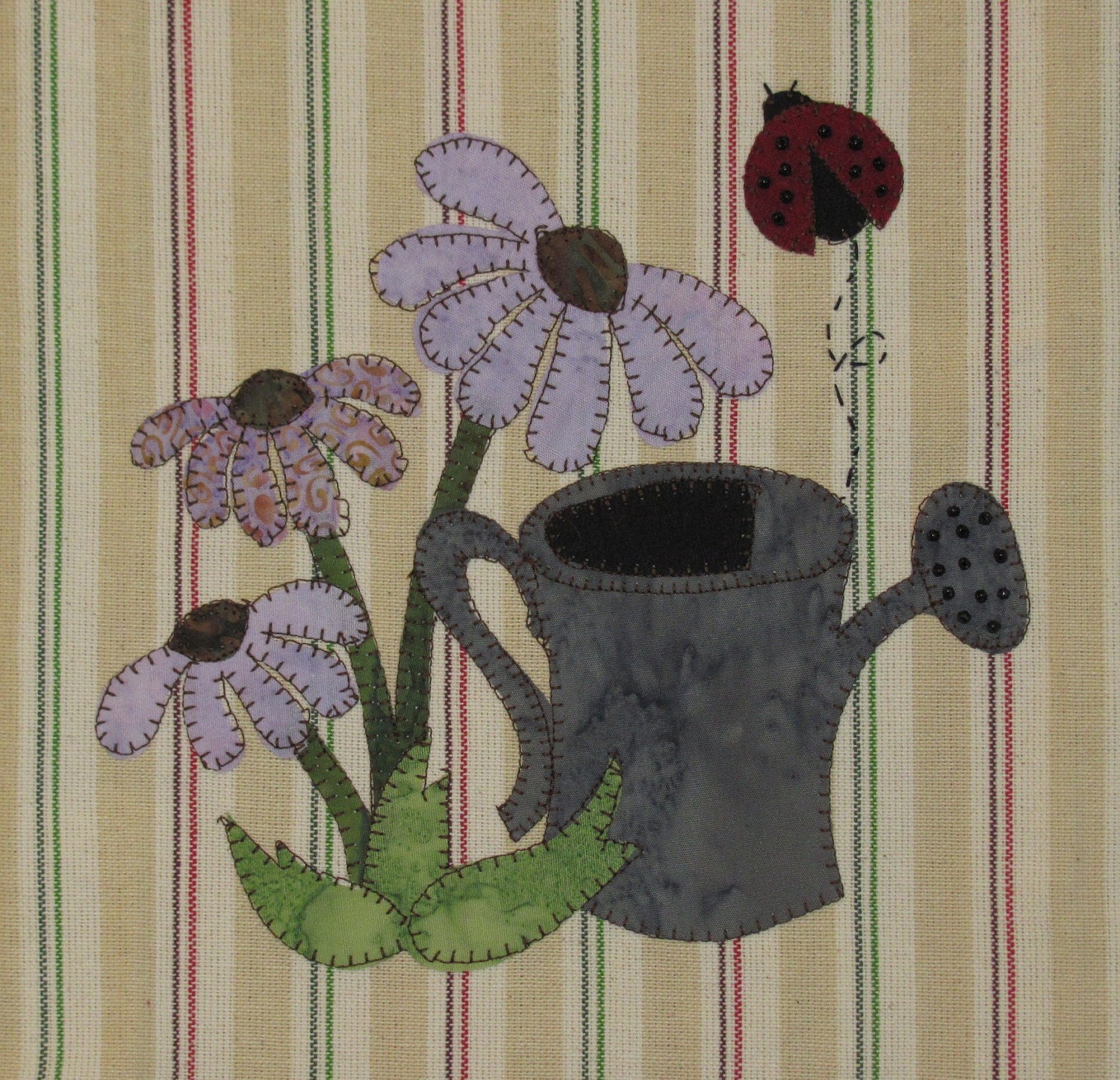 Summer Coneflowers Applique PDF Pattern for Tea Towel