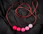Ombre Neon Pink  Beaded Clay Necklace