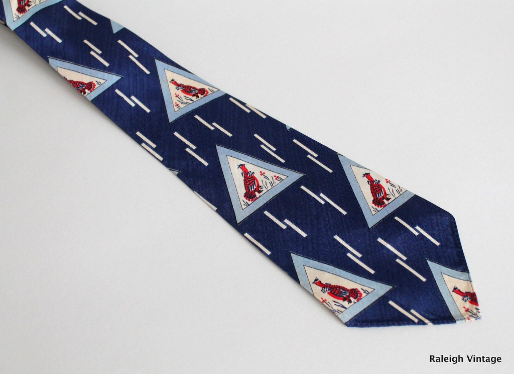 Vintage 1940s Tie: 40s Silk Novelty Print Neck Tie Men