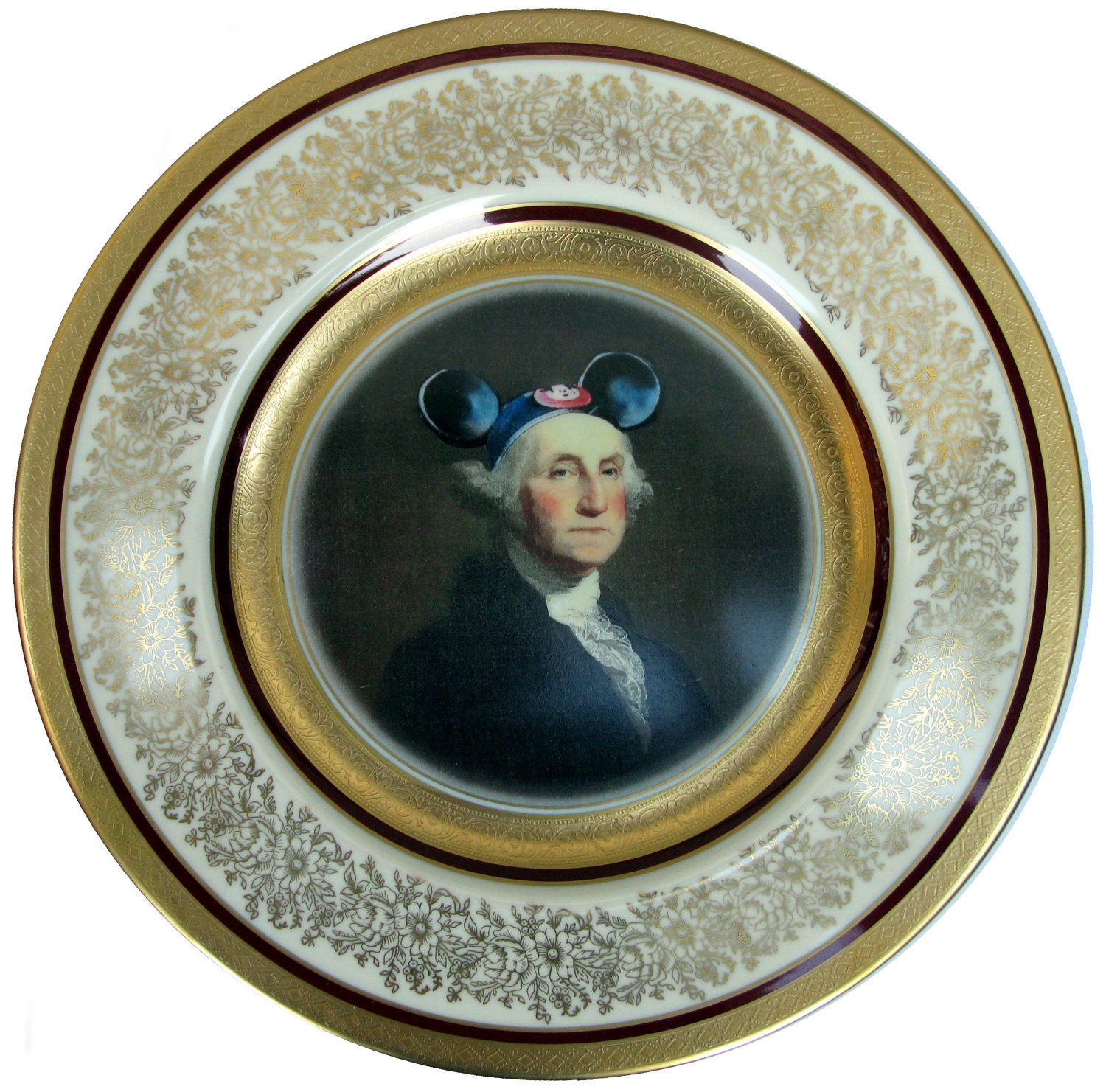 Mouseketeer Washington - Altered Vintage Plate