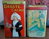 Two antique Dutch chocolate tins