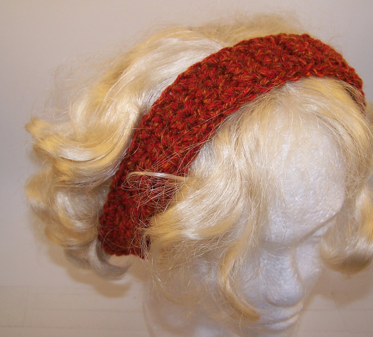 Hairband, Crochet Headband, Hair Accessory, Red Orange Brown Headband,  Women, Teen Girls