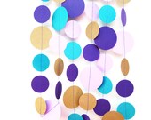 Purple Lavender Turquoise and Kraft Paper Garland