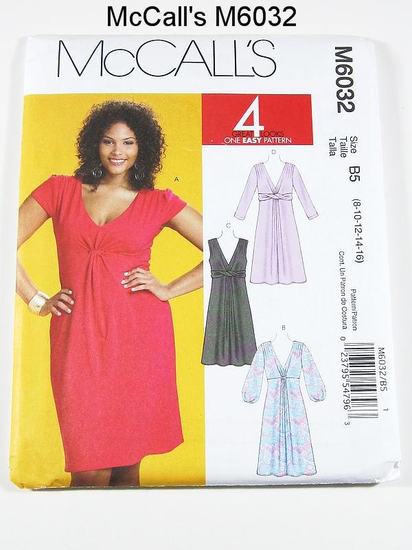 McCalls Dress Pattern M6032 - Misses' Dress in 4 Variations - SZ 8/10/12/14/16