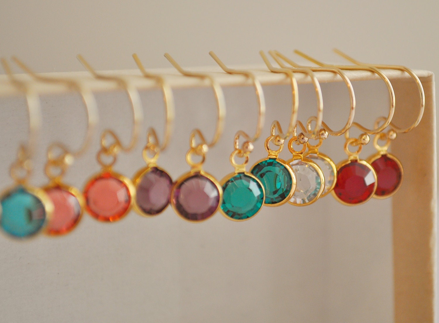 Pebble Birthstone Earrings - tiny swarovski crystal gem gold filled little small - simple wedding or everyday jewelry - adenandclaire