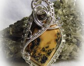 Yellow Feather Jasper Wire Wrapped Stone Pendant