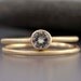 14k Gold and White Sapphire Wedding Ring Set - Thin Engagement Ring and Wedding Band in yellow or white gold