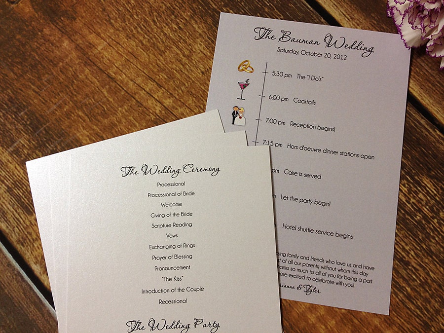 Vertical Wedding Timeline and Program Card Deposit