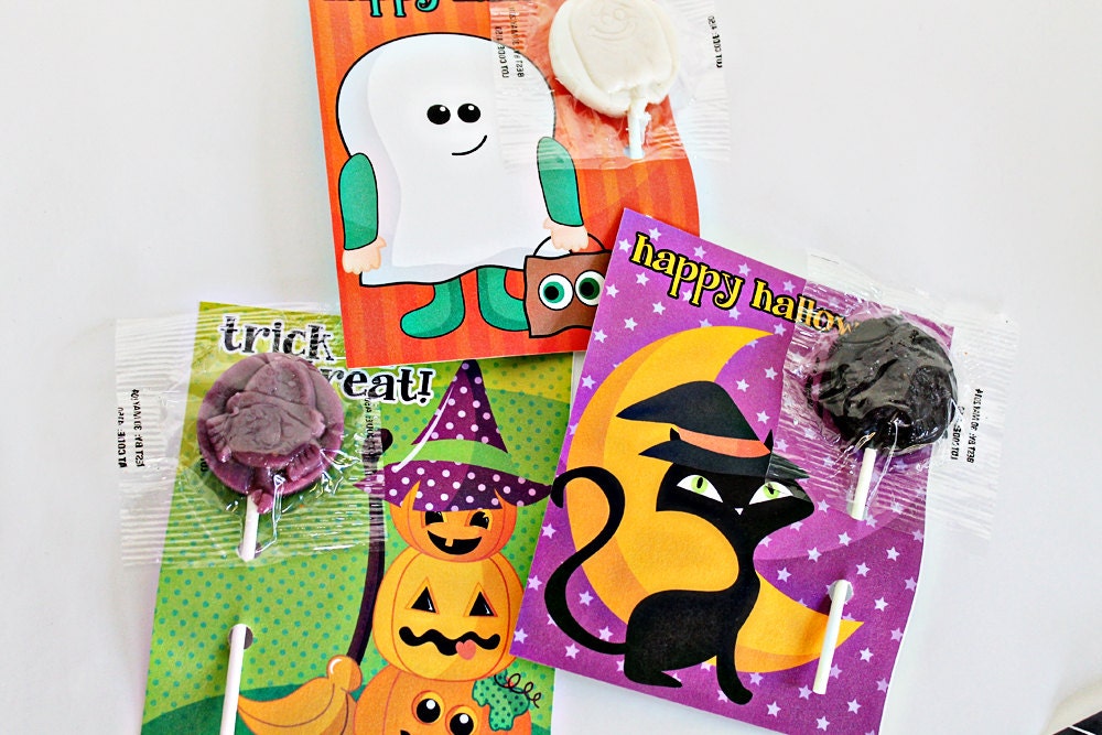 Silly Halloween Printable Sucker Greeting Cards, Printable Halloween Party Favors, Print from Home, Digital File Il_170x135