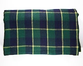 Greey, Blue and yellow plaid wool blanket with dark grey fleece back for added warmth. Throw blanket for two or a twin bed blanket.