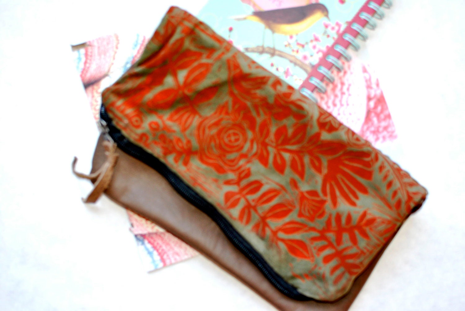 Printed Clutch in Red Floral