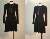 Vintage 90's Black Body Con Skater Mini Dress Party Dress