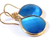 Glowing Neon Blue Earrings Large Tear Drop Fashion Trend Earrings Gift For Her Amy Fine Design