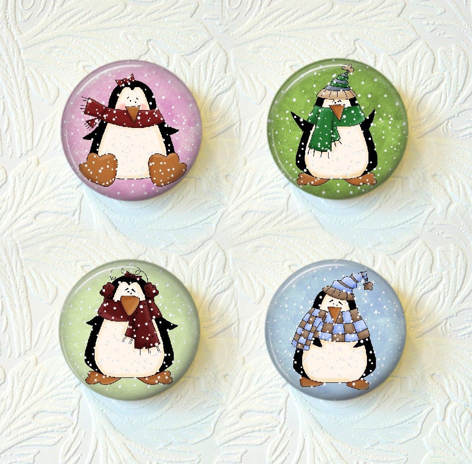 Magnet Set Christmas Whimsical Penguins  C010