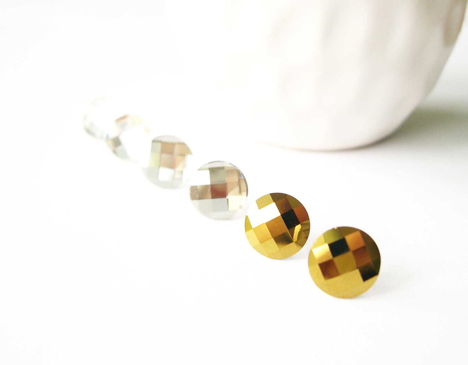 Titanium Post Earrings -  Simple Jewelry, Studs, Swarovski Crystal, Sparkle, Gold, Champagne, Clear, Nickel Free, Gift Under 20