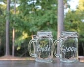 2 Mason Jars Mugs, Wedding Bridal Party, Mason Jars, 2 mugs