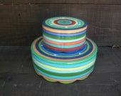 Set of 2 - Rainbow Stripes Cake Pop Display - Ceramic Stackable Lollipop Stands
