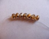 Bead, Preciosa, Czech, Fire Polished, Glass, Pale Gold, 7x5mm, faceted rondelle, Pkg Of 12