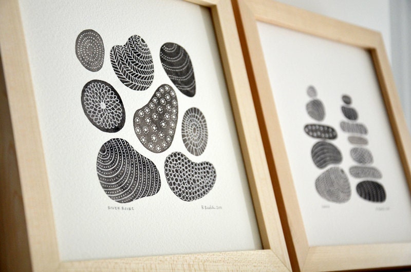 River Rocks and Cairn Illustrations - Set of 2