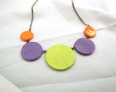 Large Round Necklace Lime, Purple, and Orange