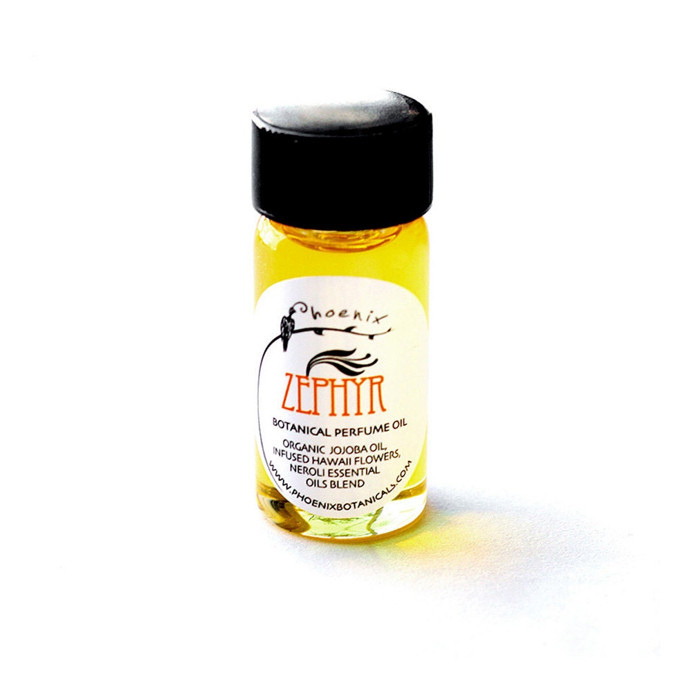 Zephyr Botanical Perfume Oil - Soft Tropical Floral - Organic - Vegan - .25 oz (7.4 ml) glass jar