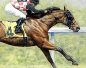 Racehorses Dueling Print 6 x 12