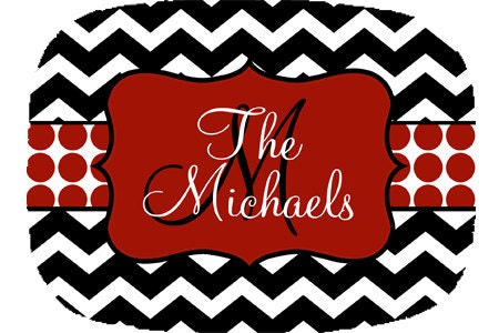 Personalized Melamine Chevron Polka Dot Platter-Design Your Own