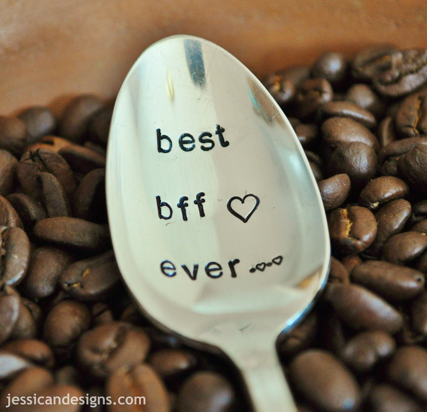 BEST BFF EVER - Hand Stamped Vintage Coffee Spoon for your Coffee Lovin' Best Friend - jessicaNdesigns Original