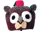 Doctor Who Hat With Bow Tie and Fez on an Owl in Crochet for the Whovian Wanting a Bowtie Togue