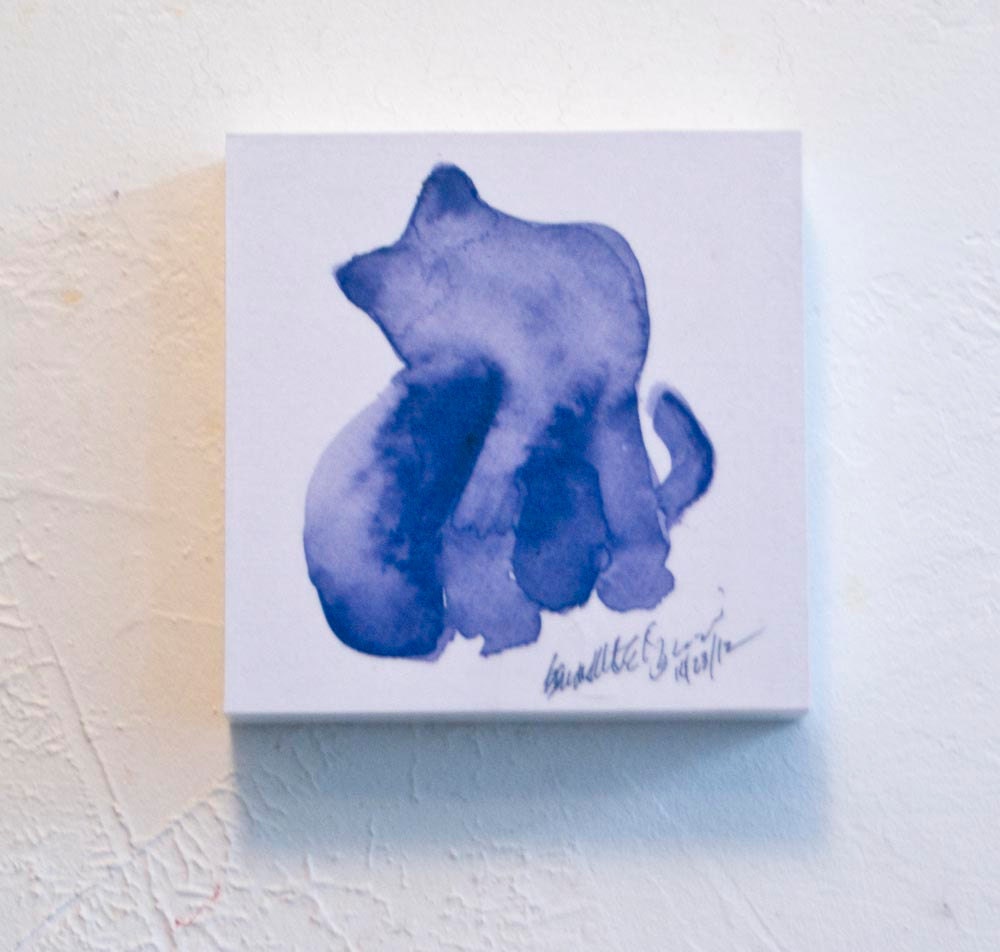 Mimi's Blue Bath 4x4 Wood Mount Print