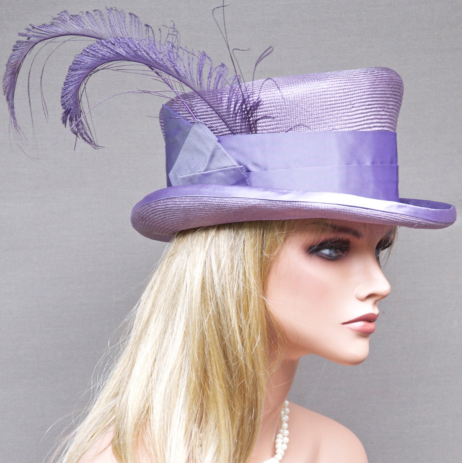 On Sale. Lavender Straw Victorian Riding Hat. Kentucky Derby Hat. Top Hat Mad Hatter. One-of-a-kind.