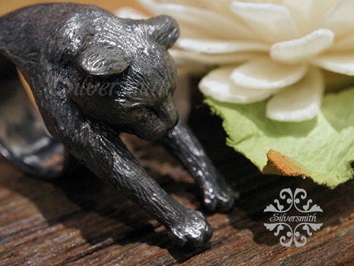 Cat 925 Silver Ring (Black)