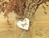 5 WHITE BIRCH Heart Charms - Rustic Wedding Bouquet - Country Wedding Decor